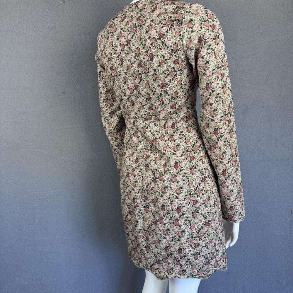 ZARA Dress Womens XS Floral Rose Print Long Sleeve Square Neck Mini‎ Bodycon - Picture 6 of 16